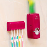 Automatic Toothpaste Dispenser & 5-Slot Toothbrush Holder | Wall Mounted Bathroom Organizer