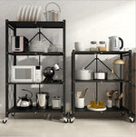 5-Tier Heavy Duty Kitchen Storage Rack with Wheels | Multi-Purpose Metal Microwave & Appliance Organizer Shelf