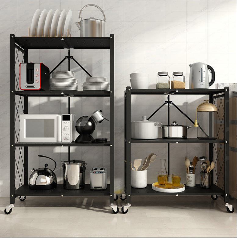 5-Tier Heavy Duty Kitchen Storage Rack with Wheels | Multi-Purpose Metal Microwave & Appliance Organizer Shelf