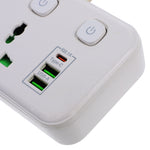 14-in-1 Universal Power Strip with USB-C & USB Fast Charging – Individual Switches & Flat Plug Extension Socket