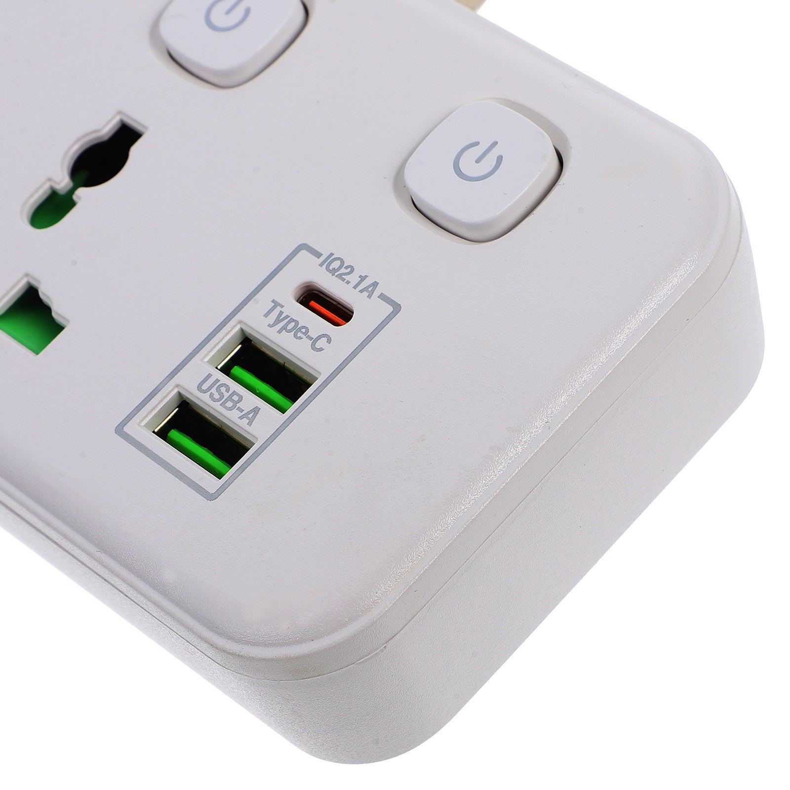 14-in-1 Universal Power Strip with USB-C & USB Fast Charging – Individual Switches & Flat Plug Extension Socket