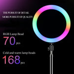 RGB LED Selfie Ring Light with Adjustable Phone Holder – USB Powered Dimmable Fill Light for TikTok, YouTube & Live Streaming