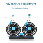 Dual Head 360° Adjustable Car Cooling Fan | 12V/24V Low Noise Dashboard Fan with Cigarette Lighter Plug