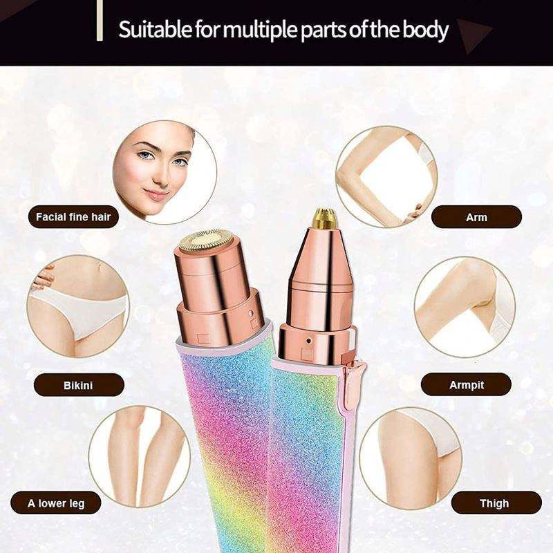 2-in-1 Women's Rechargeable Eyebrow Trimmer & Facial Hair Remover – Portable USB Electric Shaver