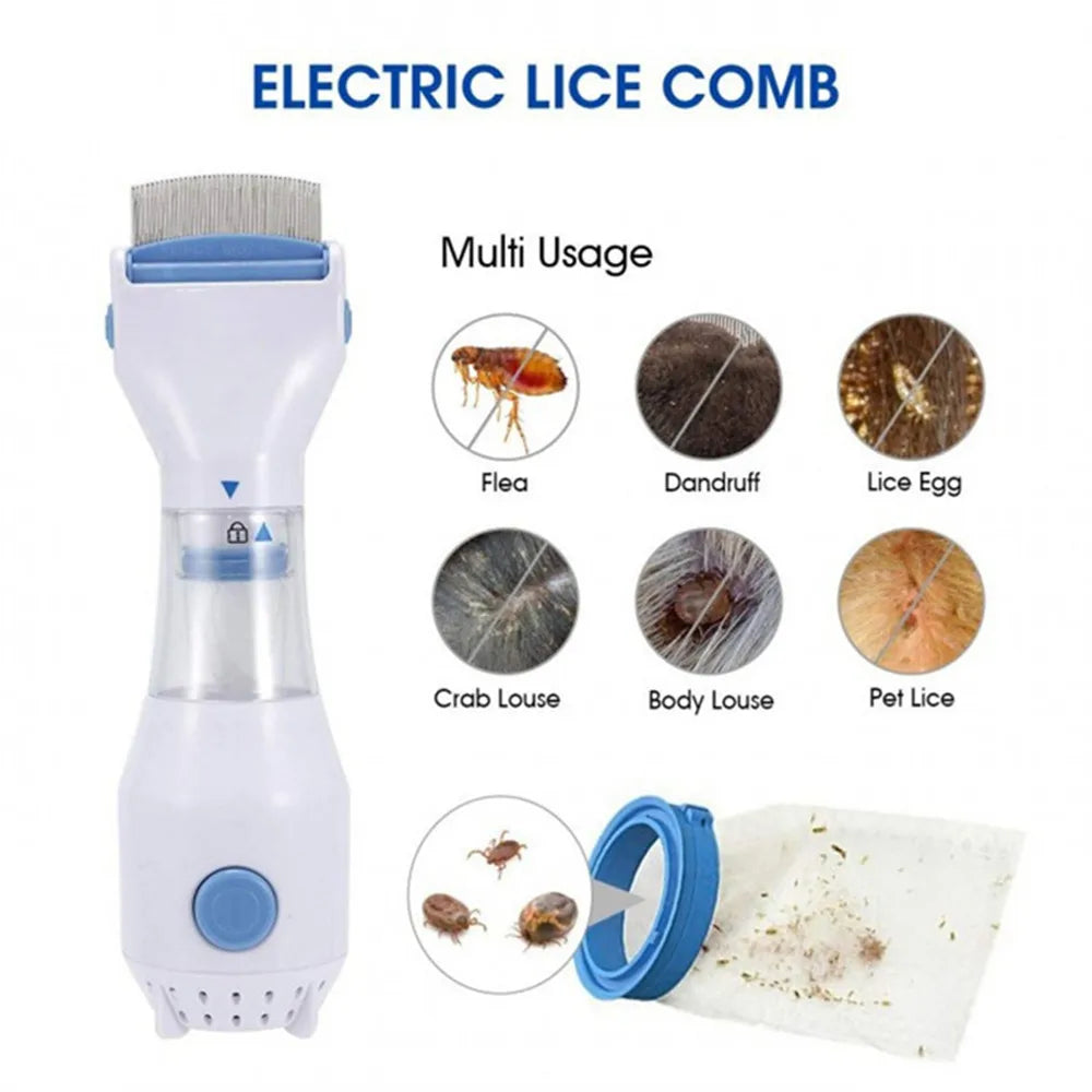 V-COMB Electric Lice & Nit Remover – Electronic Lice Comb with Suction & Capture Filters