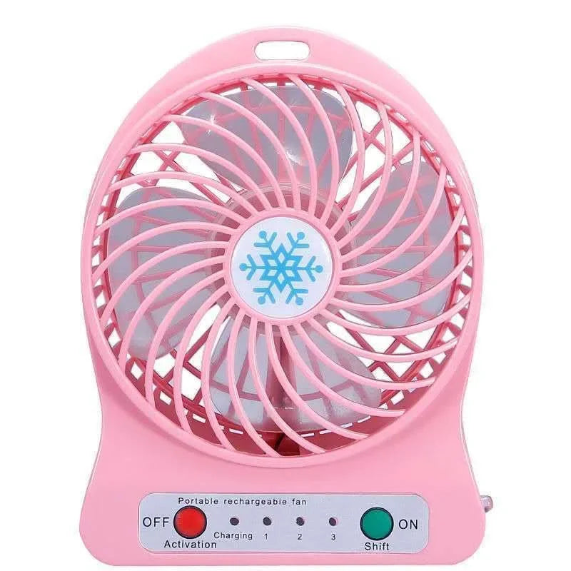 Mini Portable USB Rechargeable Fan with LED Light | Handheld & Desktop Cooling Fan (1200mAh Battery)