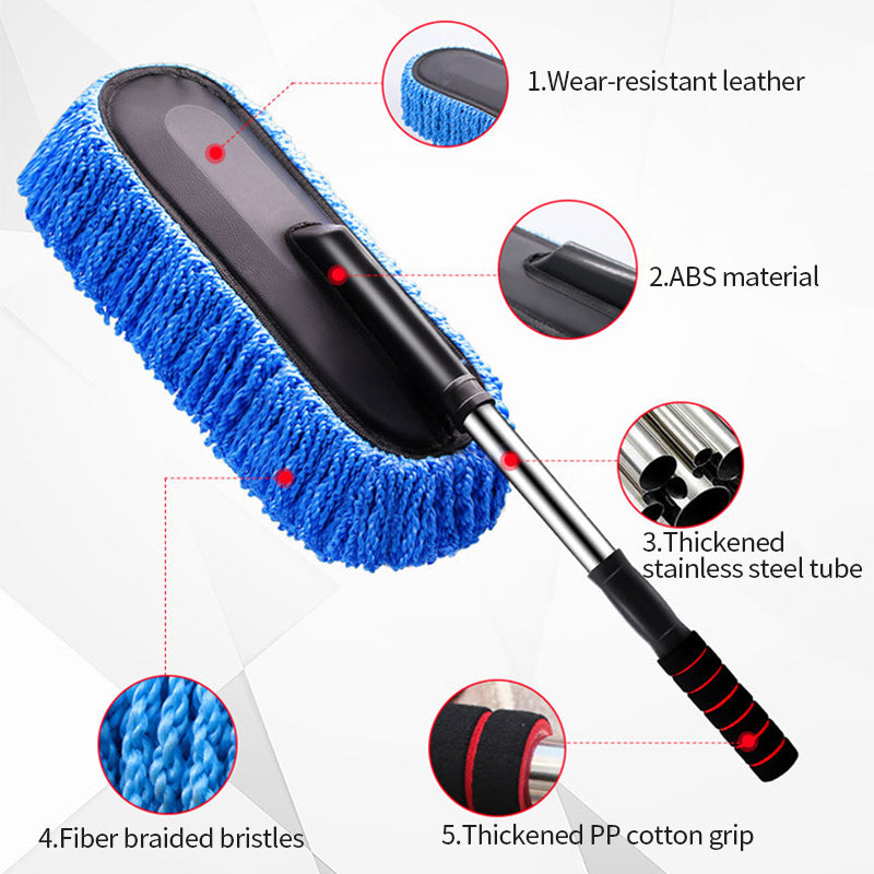 SEAMETAL Extendable Microfiber Car Duster & Cleaning Mop Kit – Retractable Car Wash Brush with Wax Mop