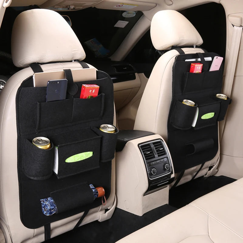 Universal Car Back Seat Organizer with Tissue Holder & Multi-Pocket Storage – Seat Back Hanging Organizer