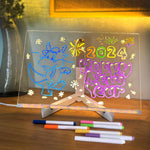 LED Light-Up Acrylic Message Board with USB Stand – Erasable Glow Drawing & Memo Board