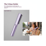 2-in-1 Cordless Hair Straightening & Curling Brush | Portable USB Rechargeable Hair Styler