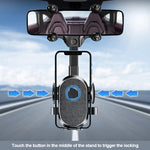 360° Retractable Car Rearview Mirror Phone Holder – Universal Adjustable Mobile Phone & GPS Mount