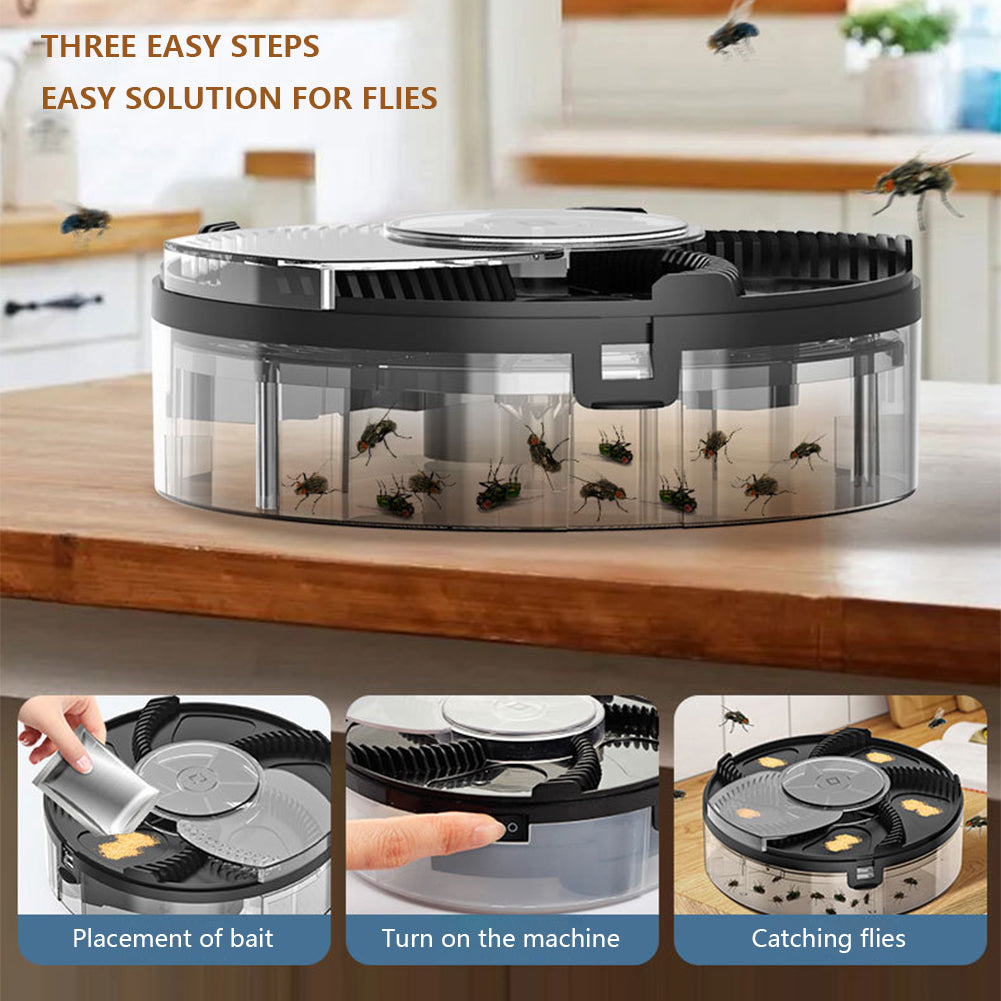 Automatic Rechargeable Rotating Fly Trap – Indoor Electric Fly Catcher for Flies, Gnats & Flying Insects