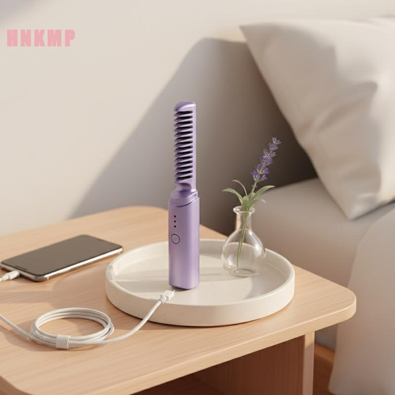 2-in-1 Cordless Hair Straightening & Curling Brush | Portable USB Rechargeable Hair Styler