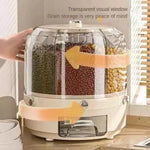360° Rotating Rice & Grain Dispenser | Airtight Multi-Compartment Cereal Storage Container