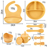 BPA-Free Silicone Baby Feeding Set | 7-Piece Suction Dinnerware Set with Plate, Bowl, Straw Cup, Bib & Utensils