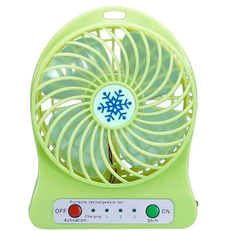 Mini Portable USB Rechargeable Fan with LED Light | Handheld & Desktop Cooling Fan (1200mAh Battery)