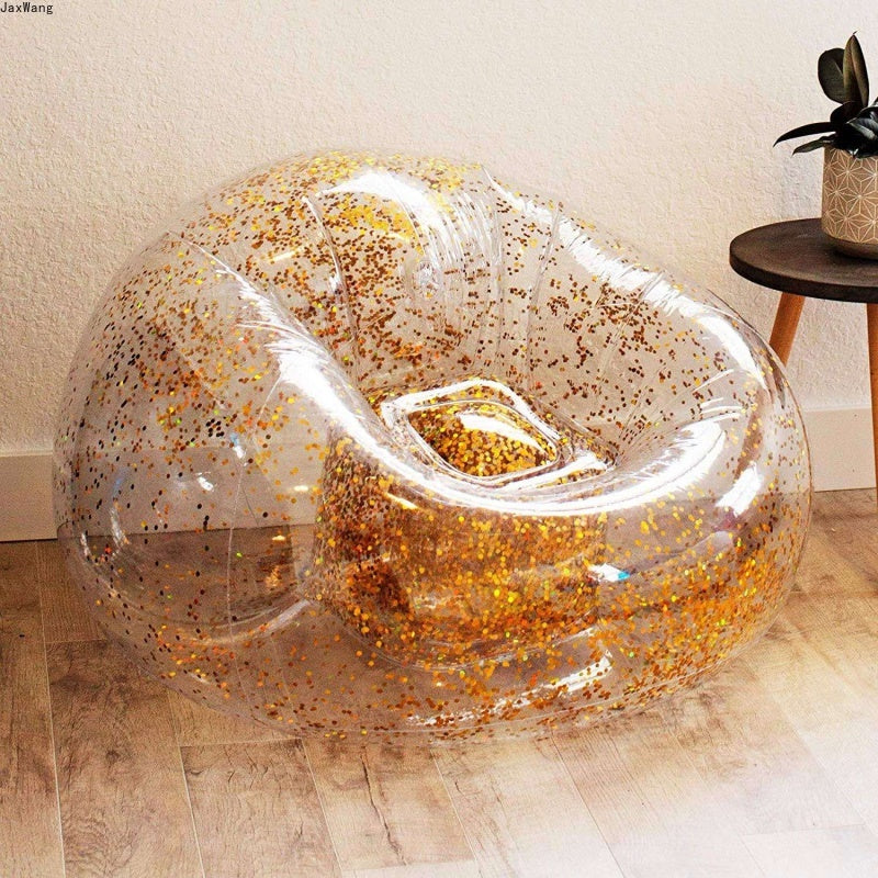 Inflatable Transparent Air Bean Bag Chair – Portable Lazy Sofa for Indoor & Outdoor Use