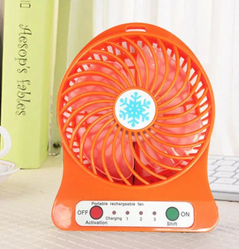 Mini Portable USB Rechargeable Fan with LED Light | Handheld & Desktop Cooling Fan (1200mAh Battery)