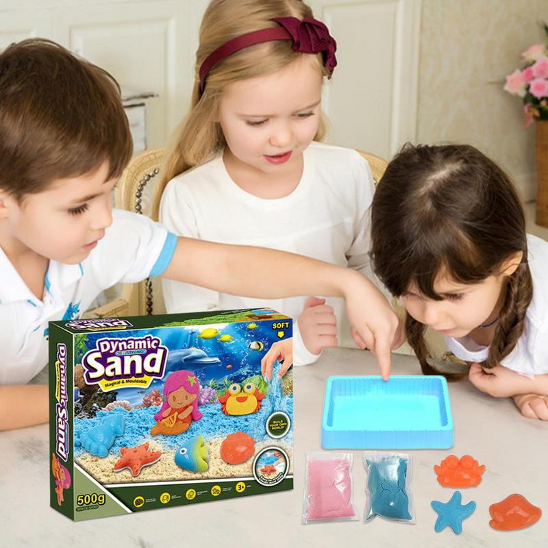Dynamic Sand Play Set – 750g Magic Kinetic Sand Kit with Molds & Tools for Kids