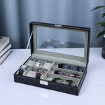 Luxury Watch & Sunglasses Storage Box with Glass Display Lid
