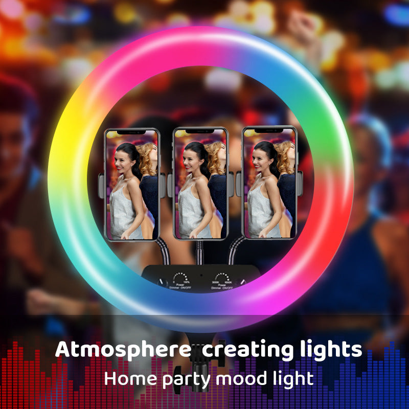 RGB LED Selfie Ring Light with Adjustable Phone Holder – USB Powered Dimmable Fill Light for TikTok, YouTube & Live Streaming