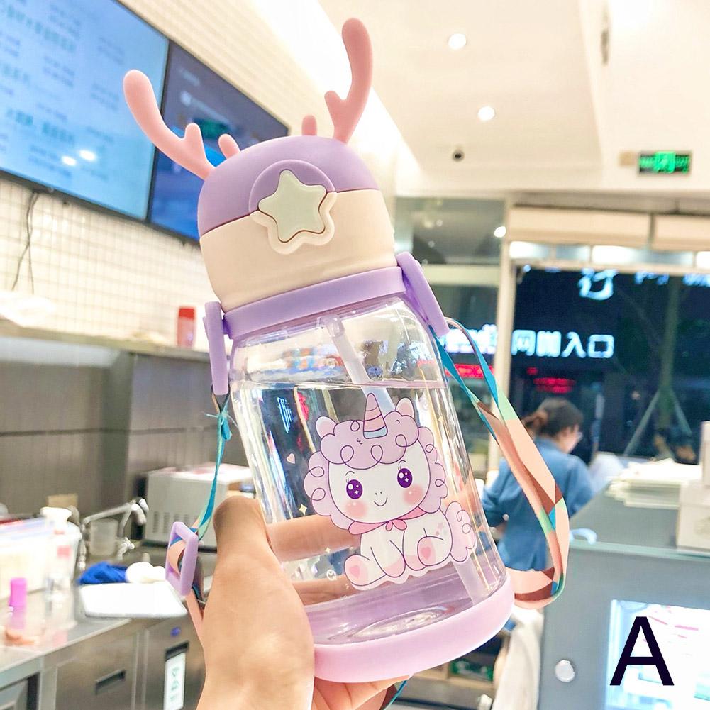 Cartoon Kids 500ml Water Bottle with Straw | Leak-Proof Pop-Up Spout School & Travel Bottle