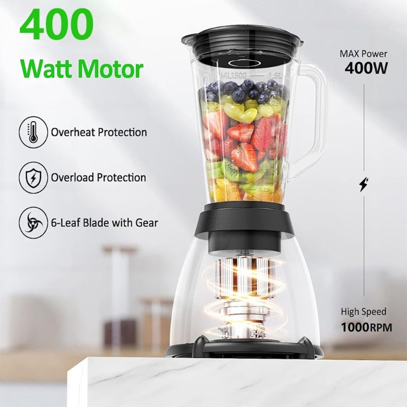 Silver Love 2-in-1 Blender & Dry Mill – 2500W High Power Juice Extractor with 1.5L Jar