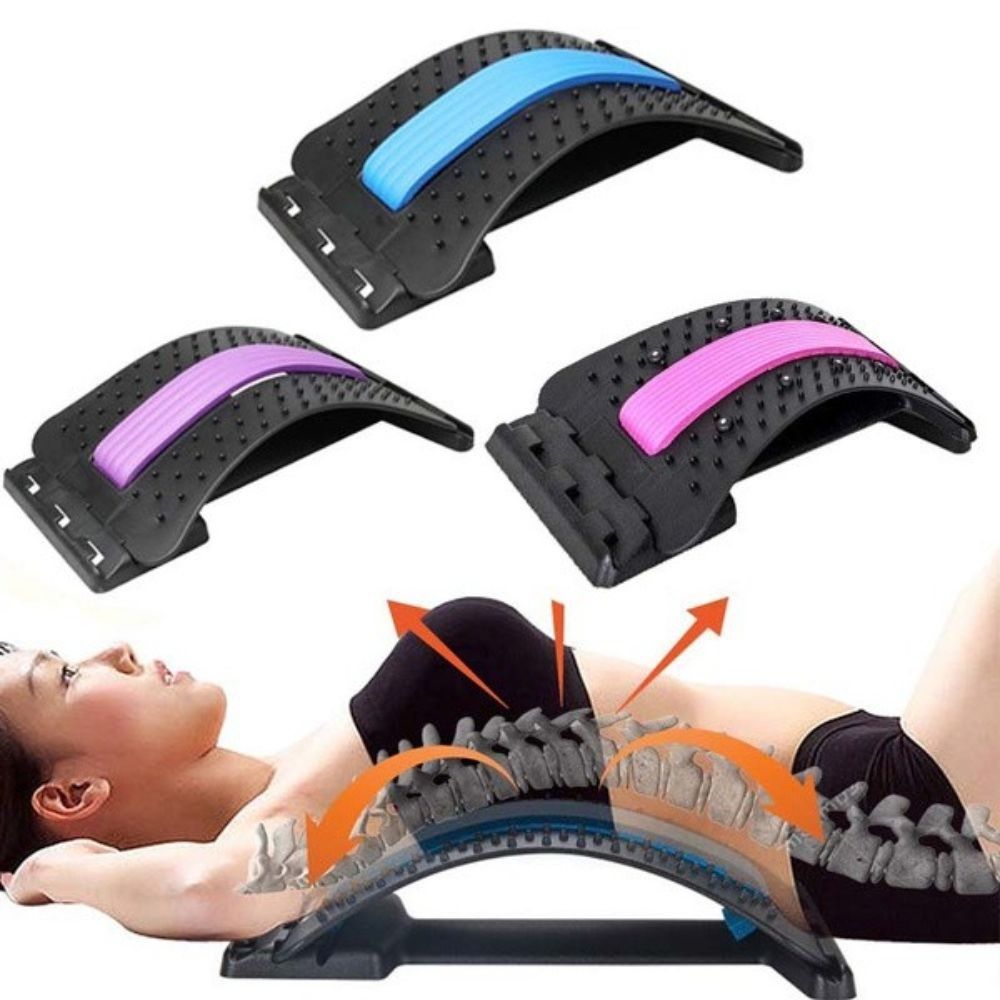 3-Level Adjustable Back Stretcher – Lumbar Support & Back Pain Relief Massager with Acupressure Points