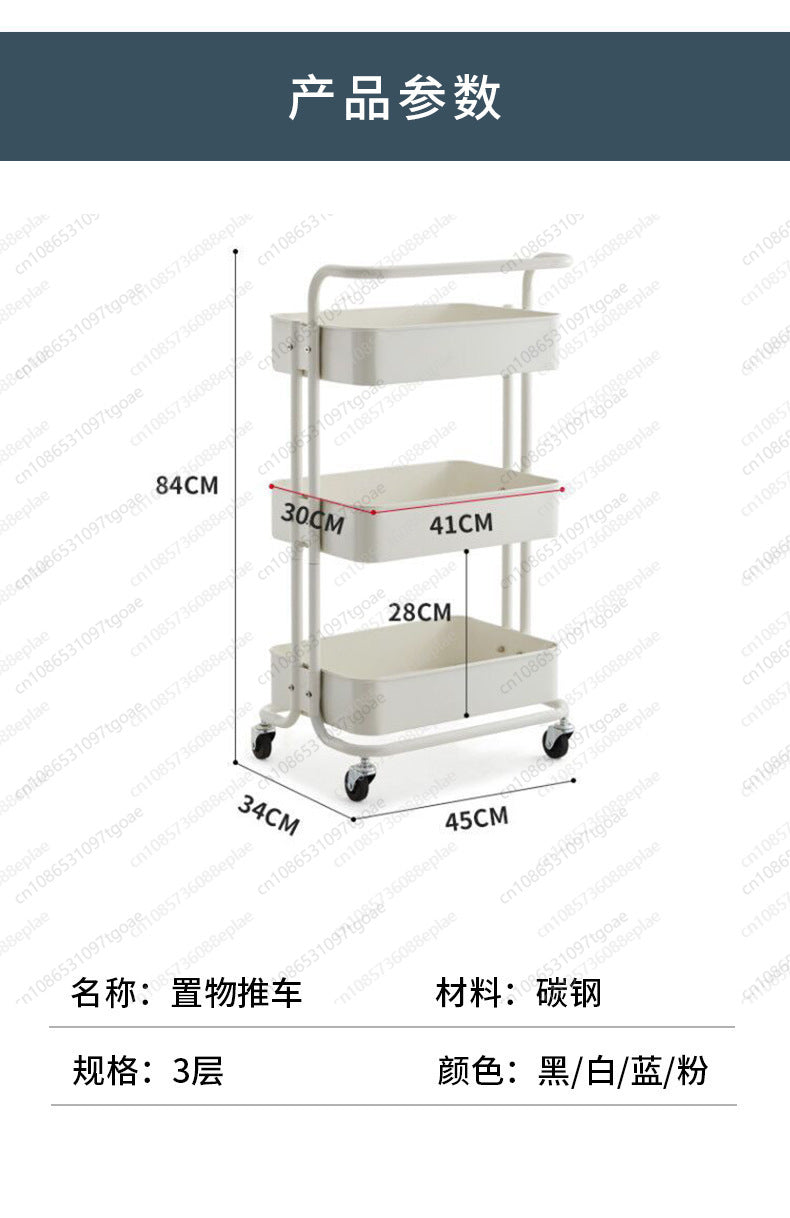 3-Tier Rolling Utility Storage Cart – Mobile Organizer Trolley with Wheels