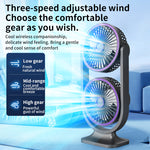 Double Hurricane Rechargeable Fan – Dual Head 360° Adjustable Portable Electric Fan