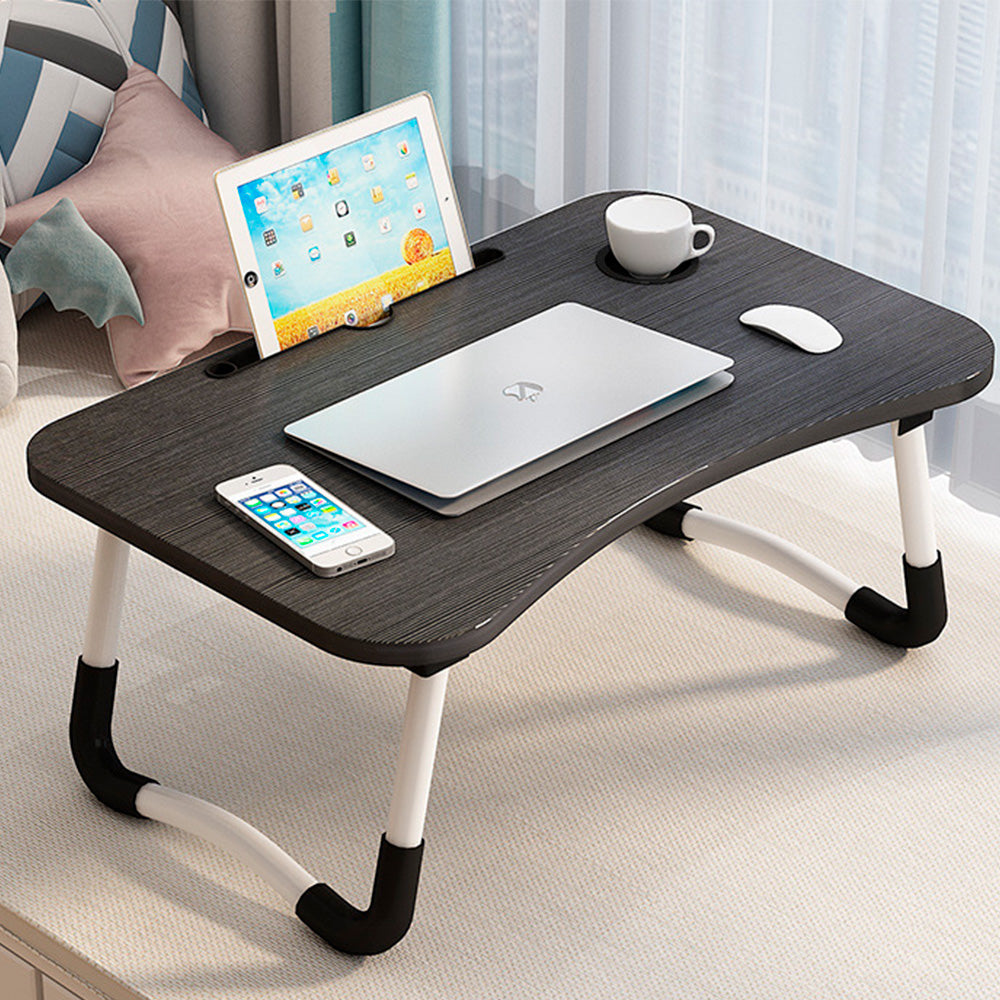 Portable Foldable Laptop Table with Cup Holder & Tablet Slot – Multi-Purpose Bed & Study Desk