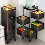 5 Tier Rolling Kitchen Storage Cart – Multi-Purpose Metal Utility Organizer with Wheels