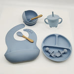 Baby Silicone Feeding Set – Plate, Bowl, Bib, Cup, Spoon & Fork Set