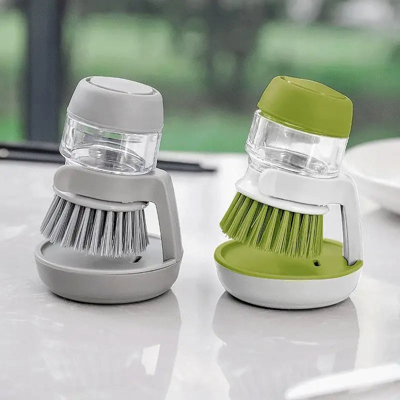Soap Dispensing Dish Brush with Refillable Soap Reservoir – Multi-Purpose Kitchen Scrub Brush with Drip Tray