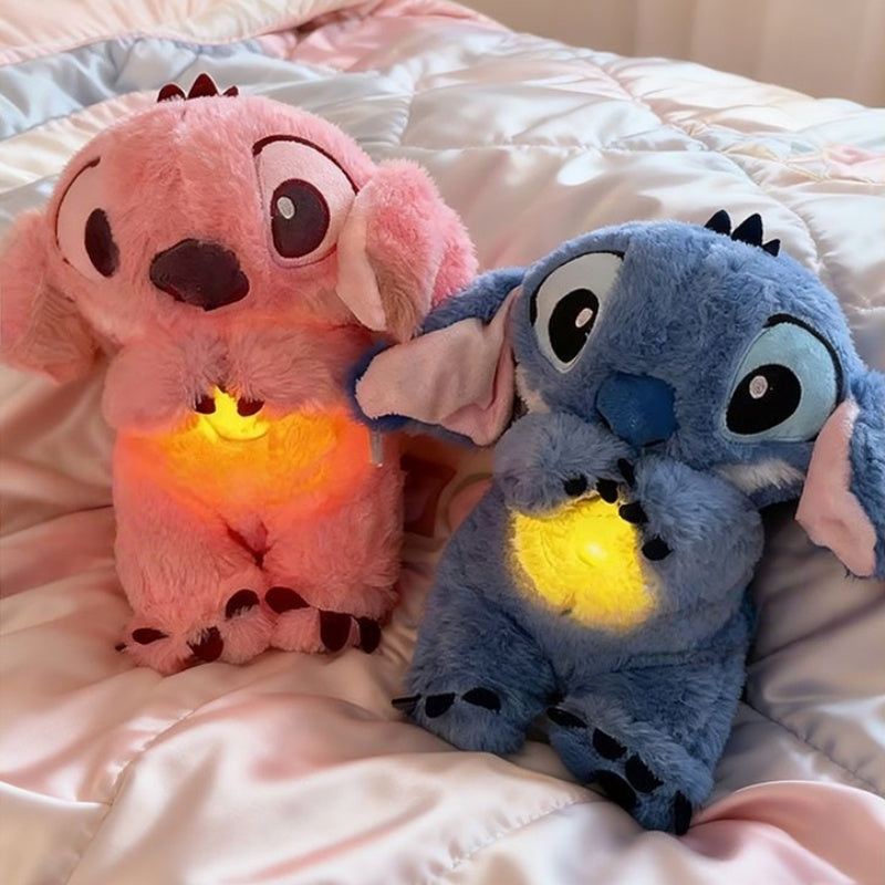 Interactive Breathing Stitch Plush Toy with Light, Music & Breathing Motion – Soft Sleeping Companion