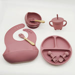 Baby Silicone Feeding Set – Plate, Bowl, Bib, Cup, Spoon & Fork Set