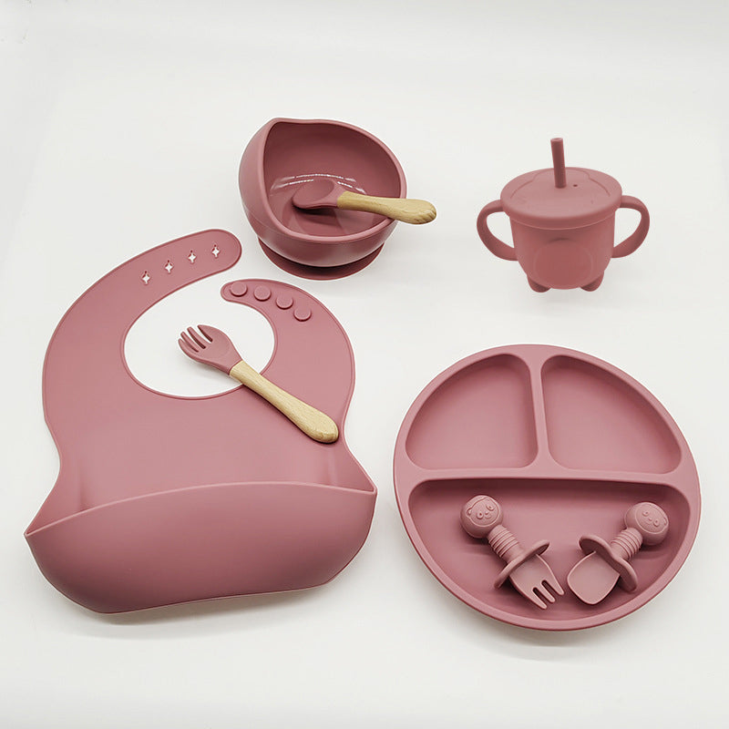 Baby Silicone Feeding Set – Plate, Bowl, Bib, Cup, Spoon & Fork Set