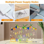 LED Light-Up Acrylic Message Board with USB Stand – Erasable Glow Drawing & Memo Board