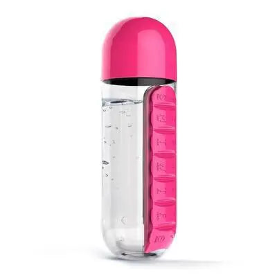 BPA-Free Water Bottle with 7-Day Pill Organizer | Leakproof 20oz Travel Vitamin & Medicine Bottle