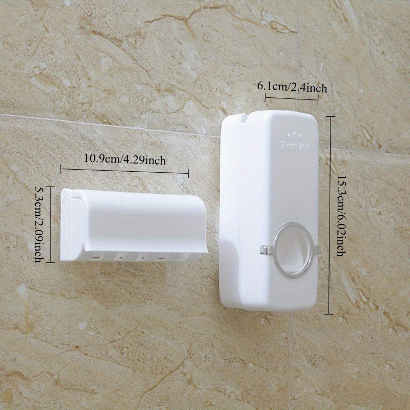 Automatic Toothpaste Dispenser & 5-Slot Toothbrush Holder | Wall Mounted Bathroom Organizer