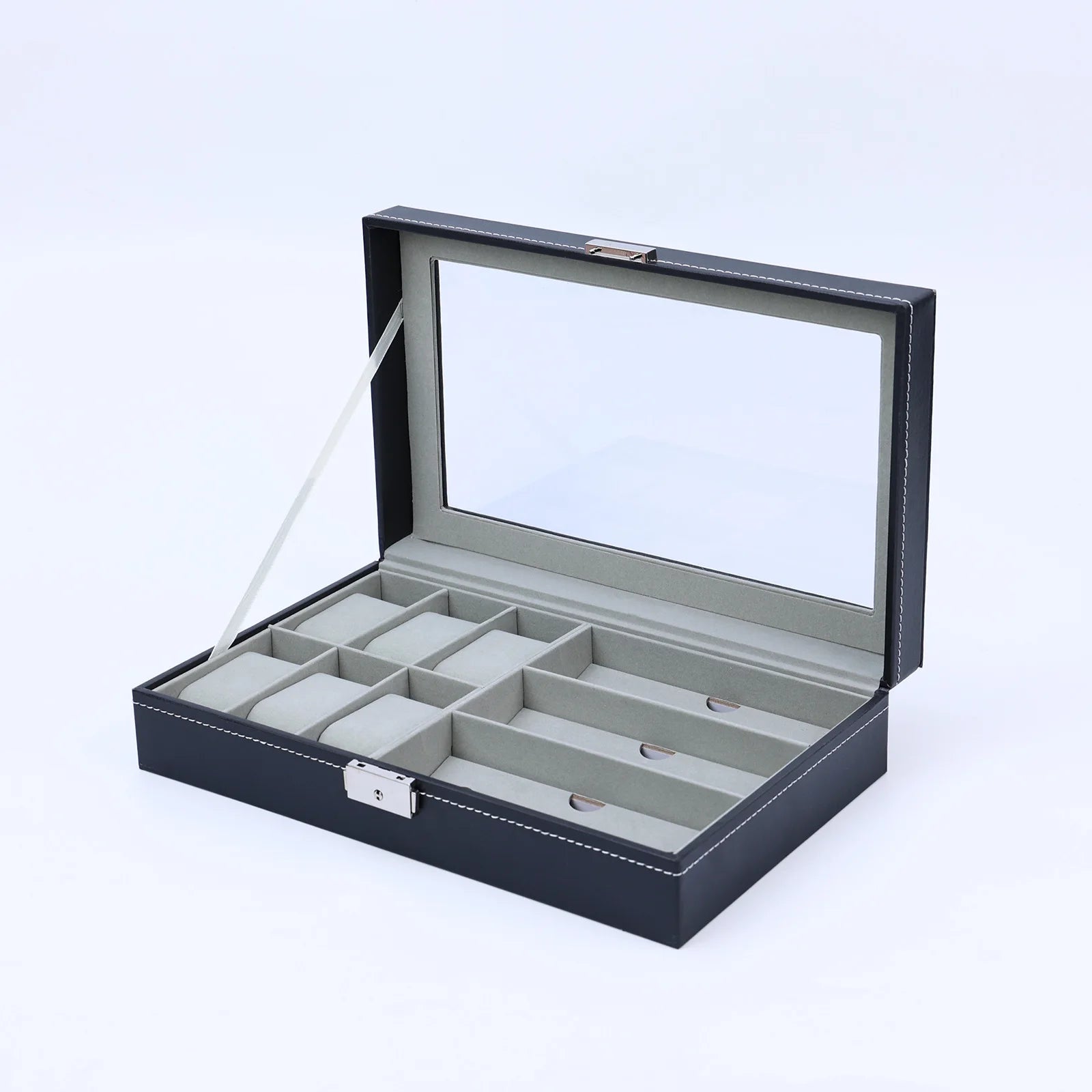Luxury Watch & Sunglasses Storage Box with Glass Display Lid