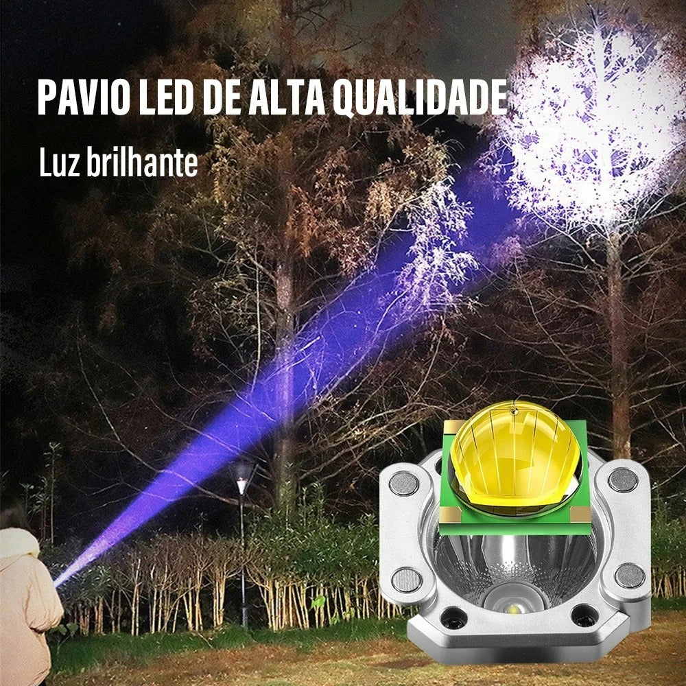 Multi-Functional LED Rechargeable Flashlight with Safety Hammer, Window Breaker, COB Work Light & Power Bank