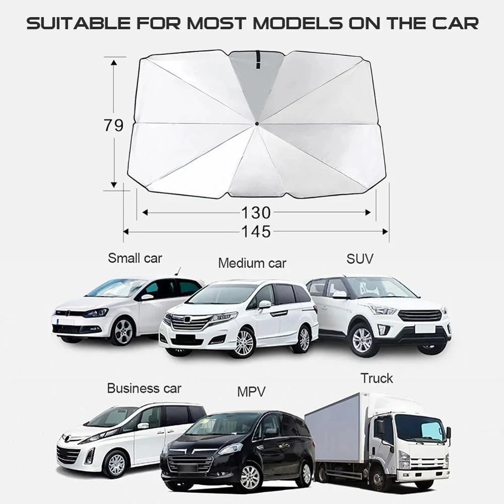 Foldable Car Windshield Sunshade Umbrella – UV Protection Heat Shield for Front Windscreen