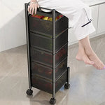 5 Tier Rolling Kitchen Storage Cart – Multi-Purpose Metal Utility Organizer with Wheels