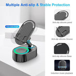 5-in-1 Wireless Induction Speaker Phone Stand | Foldable Rotating Mobile Holder with Ambient Light