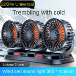 360° Triple Head Car Cooling Fan | Adjustable 3-Speed Dashboard Fan for 12V/24V Vehicles