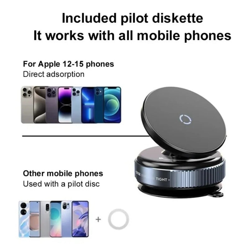 360° Magnetic Vacuum Suction Phone Holder – Universal Car Dashboard & Multi-Surface Phone Mount