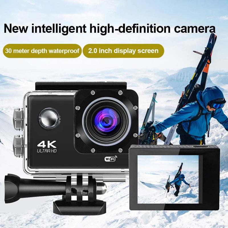 4K Ultra HD WiFi Action Camera – 12MP Waterproof Sports Camera with Mounting Accessories