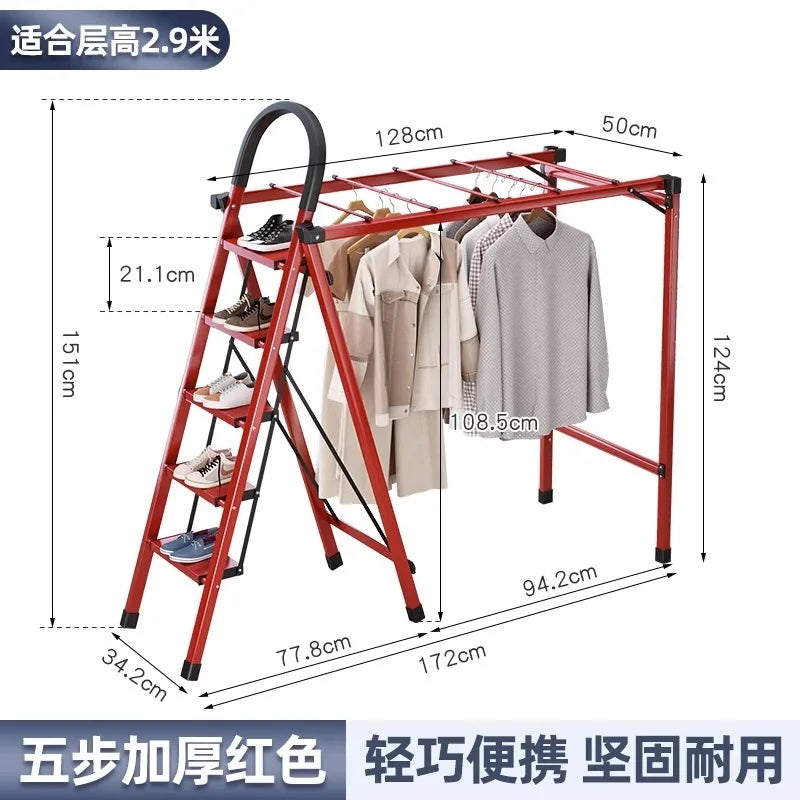 Multi-Functional Foldable Drying Rack Ladder | Heavy-Duty Carbon Steel Clothes Drying Stand