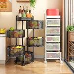 360° Rotating Multi-Layer Round Storage Rack with Wheels | Kitchen, Bedroom & Living Room Organizer